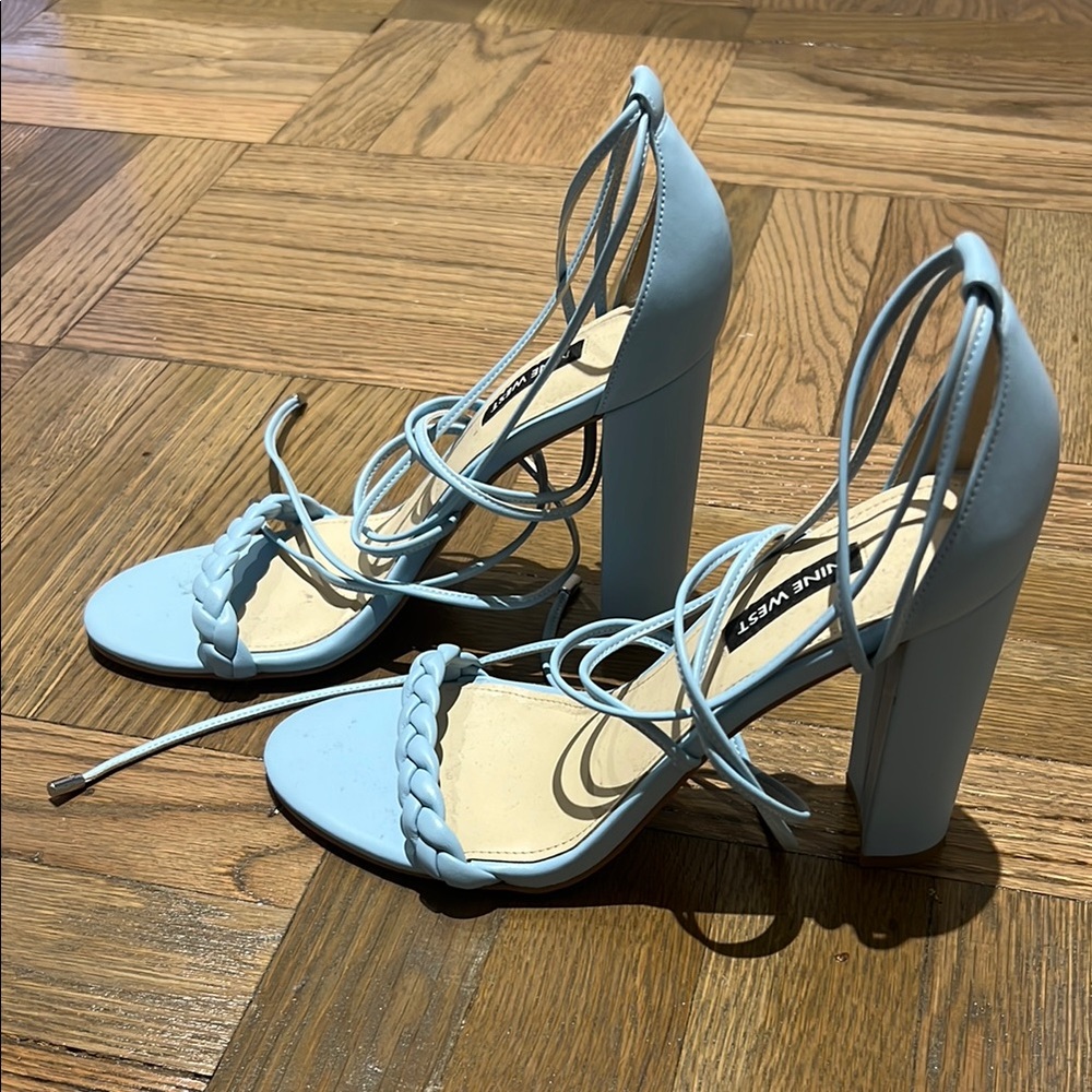 Nine West Braided Strap, Ankle Tie Heel Sandals - Picture 3 of 6